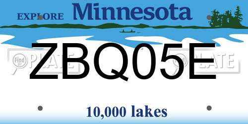 ZBQ05E Minnesota License Plate