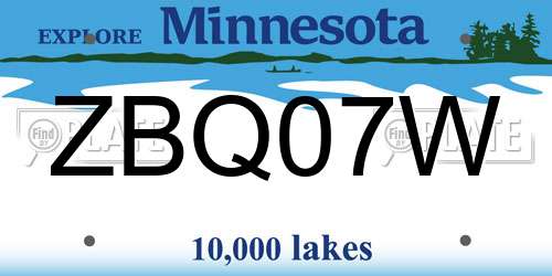 ZBQ07W Minnesota License Plate