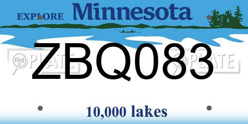 ZBQ083 Minnesota License Plate