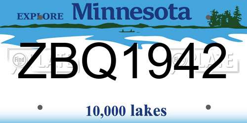 ZBQ1942 Minnesota License Plate
