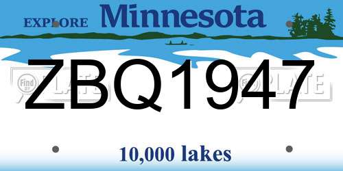 ZBQ1947 Minnesota License Plate