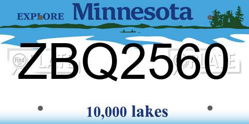 ZBQ2560 Minnesota License Plate