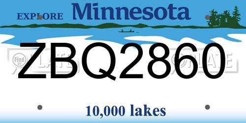 ZBQ2860 Minnesota License Plate