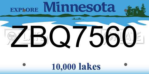 ZBQ7560 Minnesota License Plate