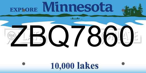 ZBQ7860 Minnesota License Plate