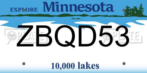 ZBQD53 Minnesota License Plate