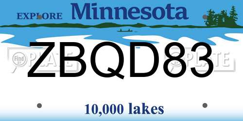 ZBQD83 Minnesota License Plate