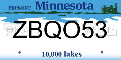 ZBQO53 Minnesota License Plate