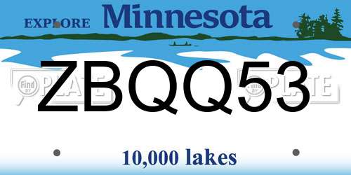 ZBQQ53 Minnesota License Plate
