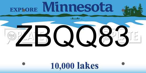 ZBQQ83 Minnesota License Plate