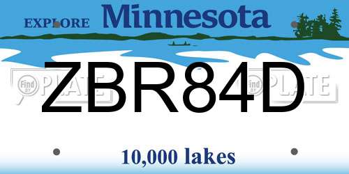 ZBR84D Minnesota License Plate