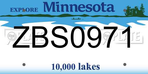 ZBS0971 Minnesota License Plate