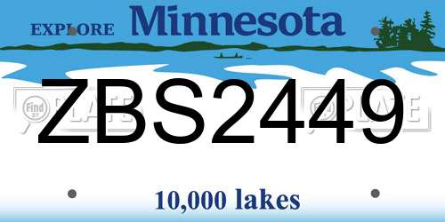 ZBS2449 Minnesota License Plate