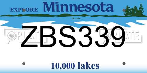 ZBS339 Minnesota License Plate