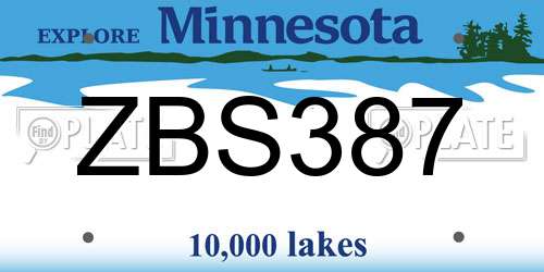 ZBS387 Minnesota License Plate