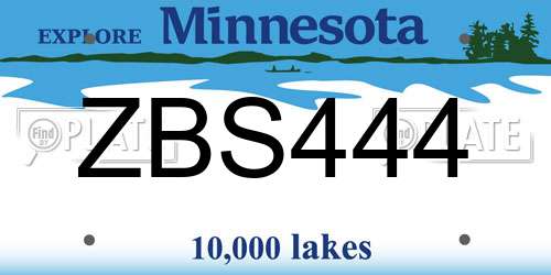 ZBS444 Minnesota License Plate