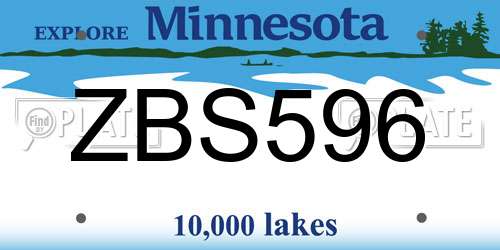 ZBS596 Minnesota License Plate