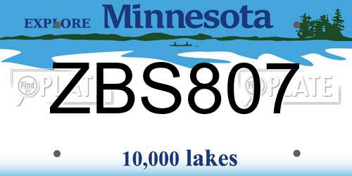 ZBS807 Minnesota License Plate