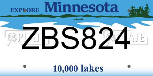 ZBS824 Minnesota License Plate