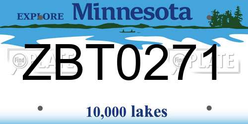 ZBT0271 Minnesota License Plate