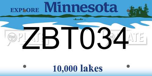 ZBT034 Minnesota License Plate