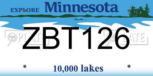 ZBT126 Minnesota License Plate