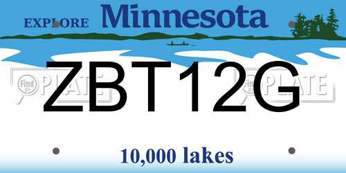 ZBT12G Minnesota License Plate