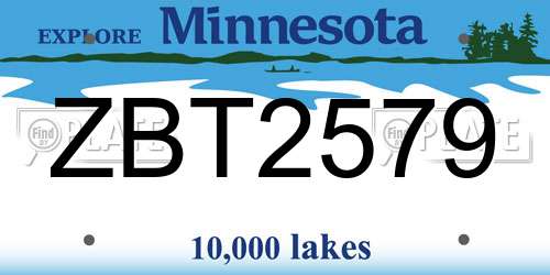 ZBT2579 Minnesota License Plate