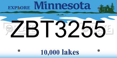 ZBT3255 Minnesota License Plate
