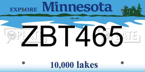 ZBT465 Minnesota License Plate