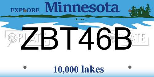 ZBT46B Minnesota License Plate