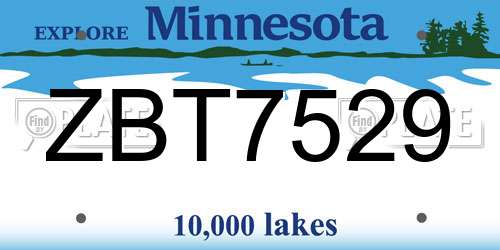 ZBT7529 Minnesota License Plate