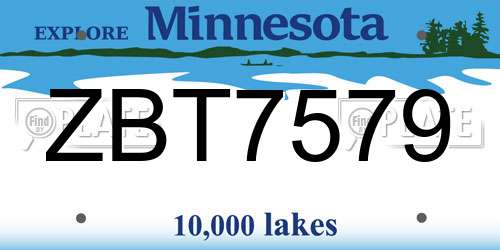 ZBT7579 Minnesota License Plate