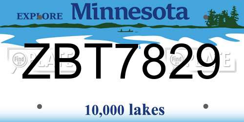 ZBT7829 Minnesota License Plate