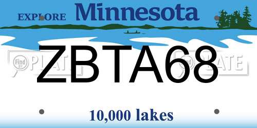 ZBTA68 Minnesota License Plate