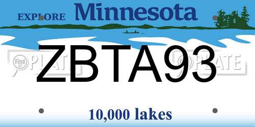 ZBTA93 Minnesota License Plate