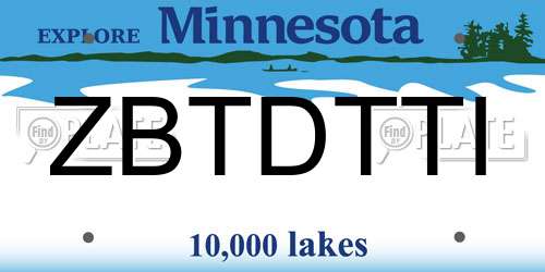 ZBTDTTI Minnesota License Plate