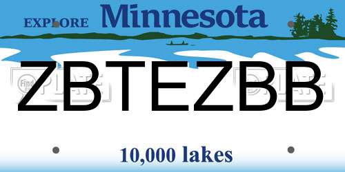 ZBTEZBB Minnesota License Plate