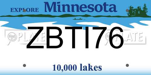 ZBTI76 Minnesota License Plate