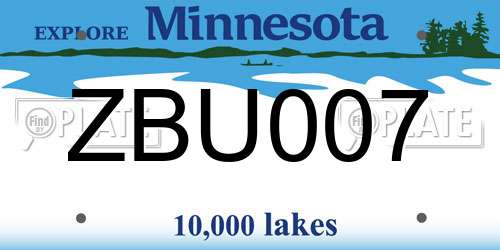 ZBU007 Minnesota License Plate