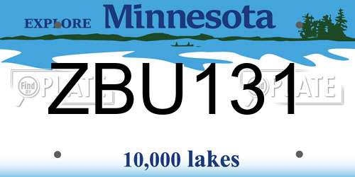 ZBU131 Minnesota License Plate