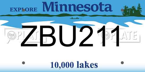 ZBU211 Minnesota License Plate