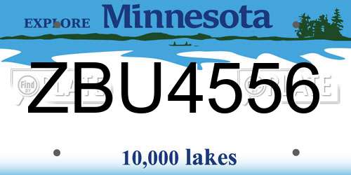 ZBU4556 Minnesota License Plate