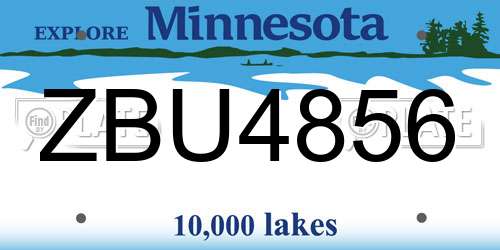 ZBU4856 Minnesota License Plate