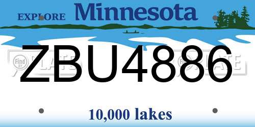 ZBU4886 Minnesota License Plate