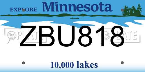 ZBU818 Minnesota License Plate