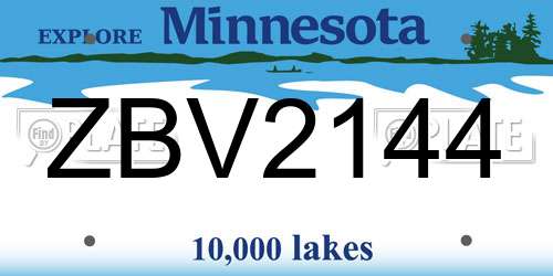 ZBV2144 Minnesota License Plate