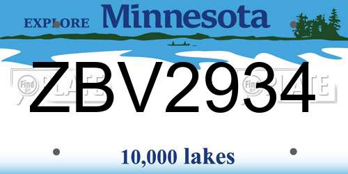 ZBV2934 Minnesota License Plate