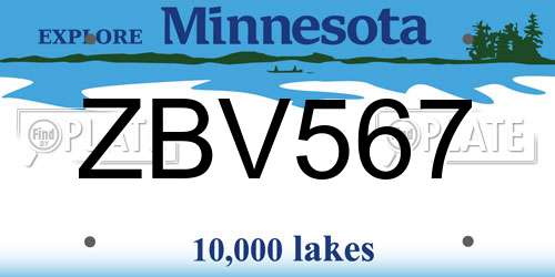ZBV567 Minnesota License Plate