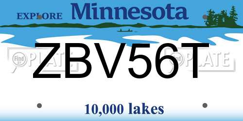 ZBV56T Minnesota License Plate